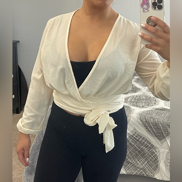 Cream Wrap Fashion Nova Long Sleeve - Picture 4 of 4